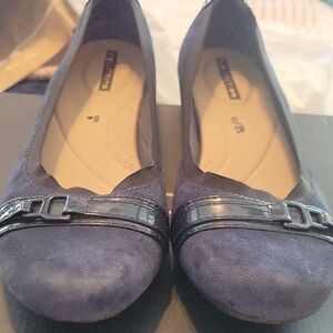 Price Drop!!! Clarks Blue Flats with Dark Navy Buckle